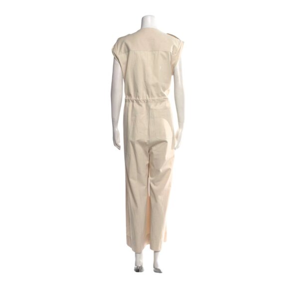 G Label by Goop Huntington Utility Jumpsuit Womens 0 Cream Cotton Linen Wide Leg - Picture 4 of 15